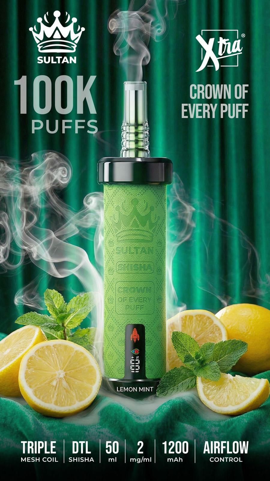 Sultan Shisha 100K Puffs Lemon Mint